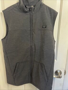 Travis Mathew Heather Gray Performance Vest with Logo Patch